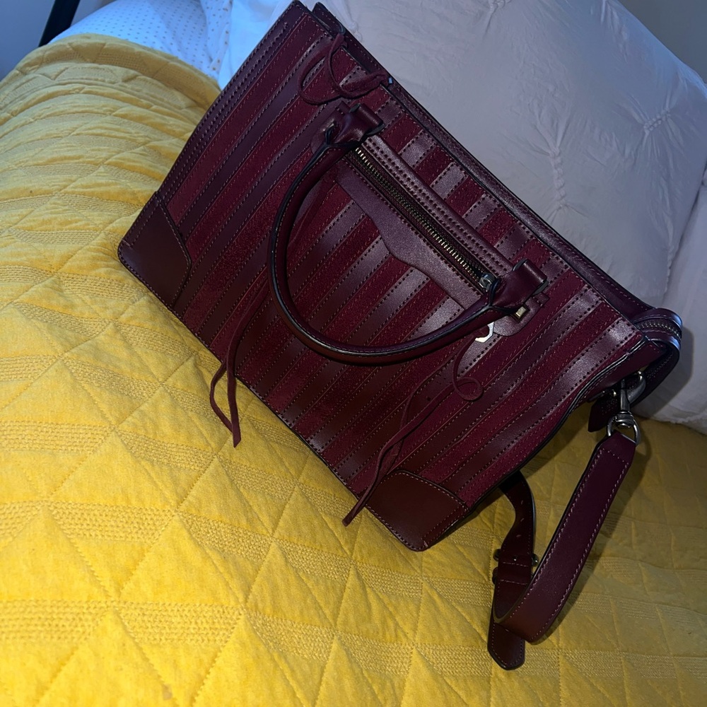 Burgundy leather and suede purse